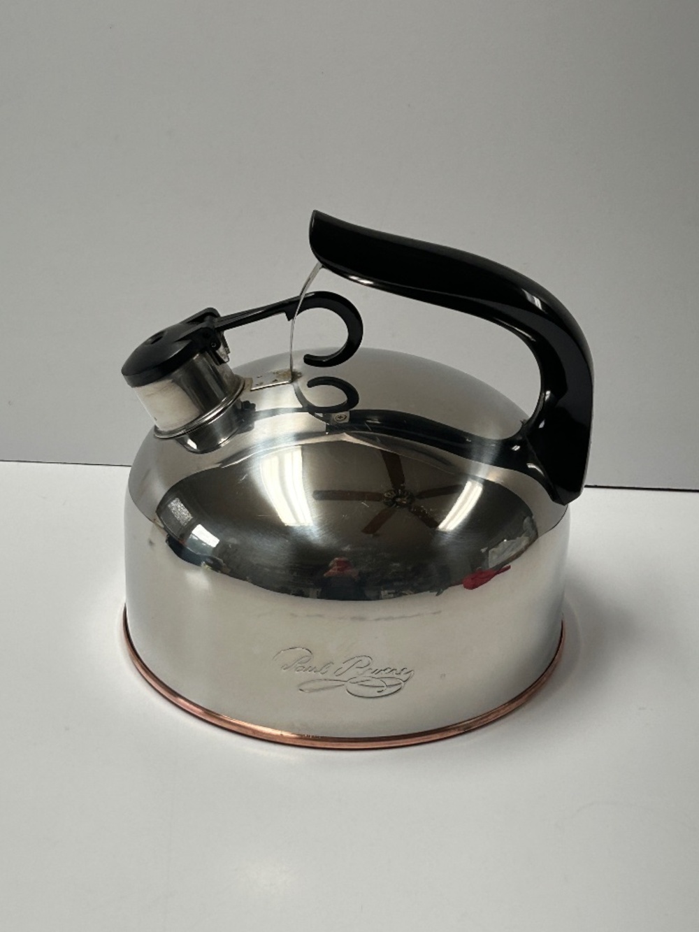 Paul Revere Ware Copper Bottom Stainless Steel Whistling Tea Kettle h 93-c